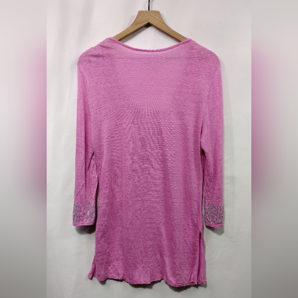 Inc Beach 100% Linen Top Women's XL Pink Barbiecore Vacation Cozy Comfy Retro - Picture 5 of 8